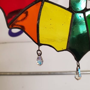 Stained Glass Rainbow Bat Suncatcher with Crystal Dangles image 2