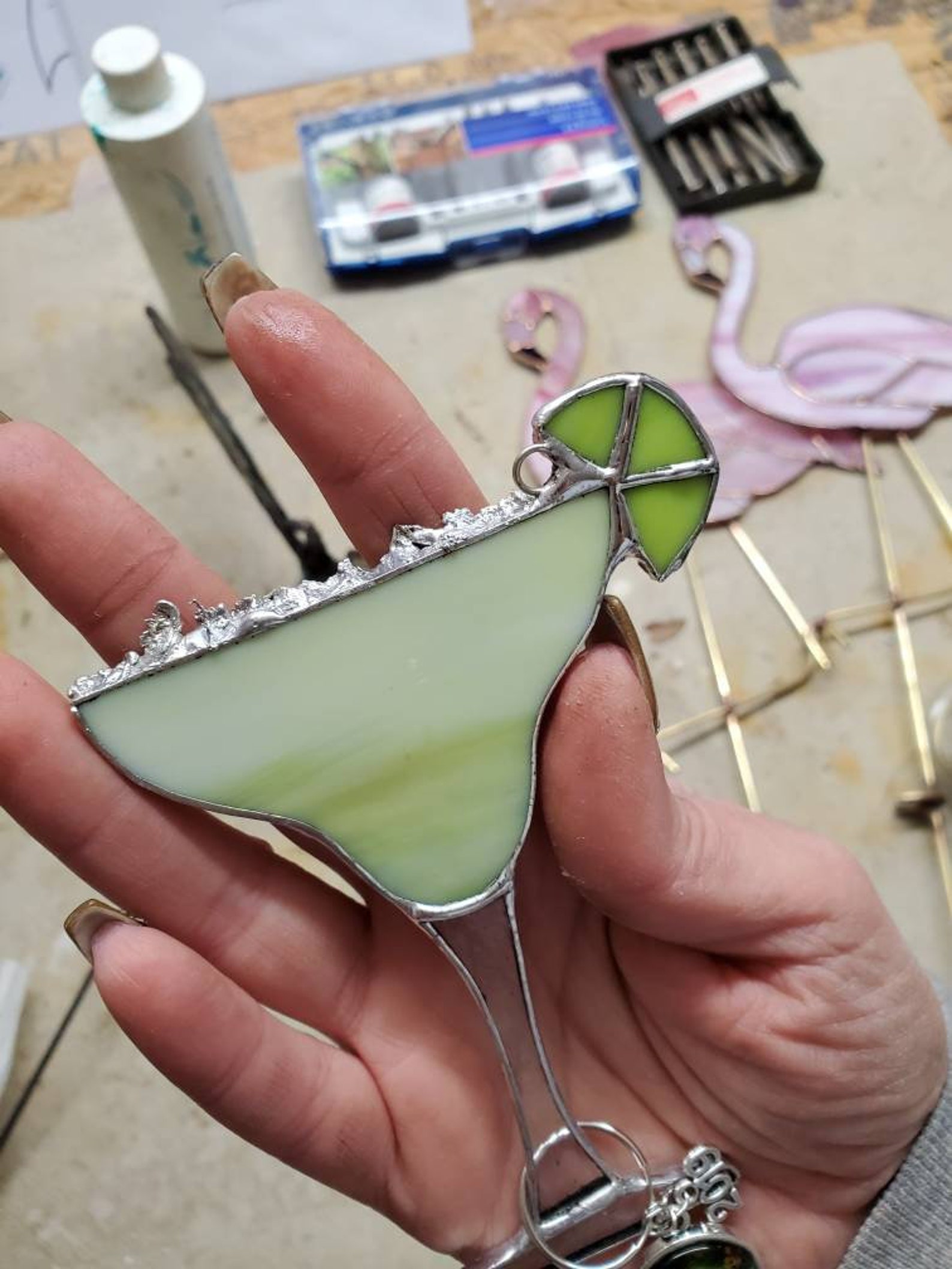 Stained Glass Margarita Glass Ornament Suncatcher. Etsy