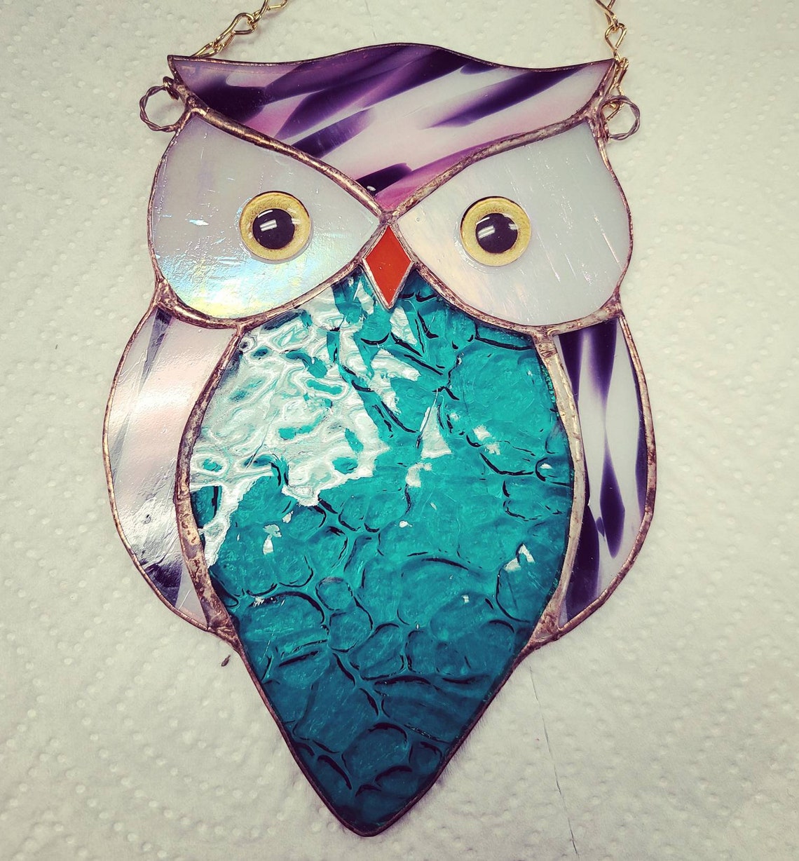 Stained Glass Owl Suncatcher With Painted Glass Eyes. Etsy