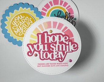 Hello Friend -Set of 3 - circle greeting cards