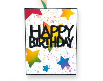 Rainbow Star Happy Birthday Card - 4.25x5.5in