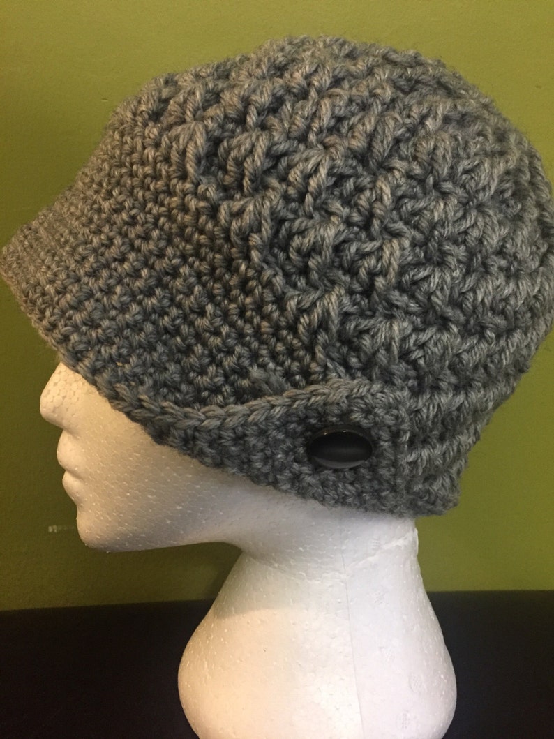 Crochet Hat Crochet Brimmed Hat With Button Crochet Hat with Brim