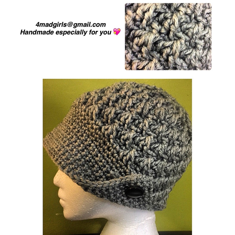 Crochet Hat Crochet Brimmed Hat With Button Crochet Hat with Brim