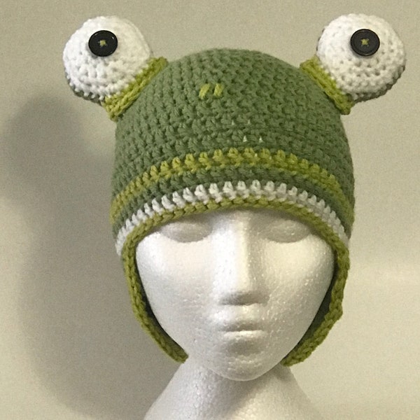 Caleb's Frog Hat which was inspired from the video "You Can Be Patient !" Frog Hat, Crochet Frog Hat, Green, Custom Handmade, Photo Prop