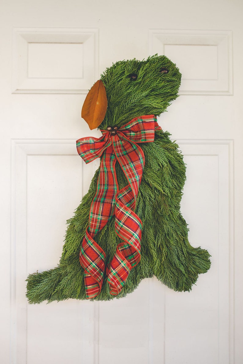 Puppy dog fresh greenery holiday wreath image 3