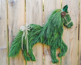 Handmade Winter Horse wreath door hanger