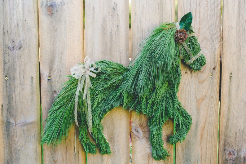 Handmade Winter Horse wreath door hanger image 1