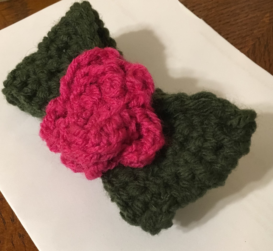 Flower Bow Collar Cutie Crochet Dog Bow Flower Dog Collar Etsy