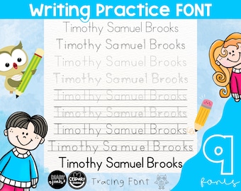 Tracing Font Bundle, Includes Versions with Dotted, Lines, Directional Arrows, Number Guides, Handwriting Practice