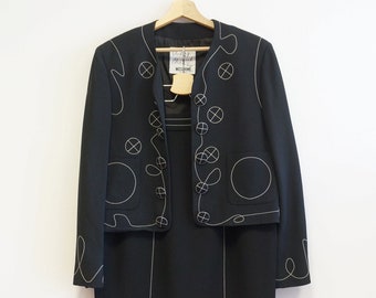 Vintage Moschino Suit Set – Black Blazer & Skirt, Italian Designer
