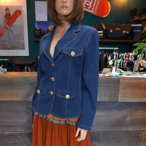 Moschino jeans jacket,Moschino blazer,blue blazer jacket, vintage gift for her, Moschino couture blue blazer, medium size image 1