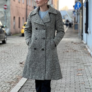 Moessmer Tweed Coat, Vintage 70s Virgin Wool Tweed Coat Italian
