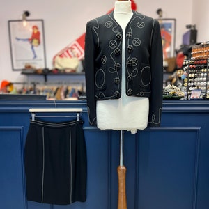 Chaqueta blazer icónica de Moschino, traje negro, vestido elegante y económico, talla grande.