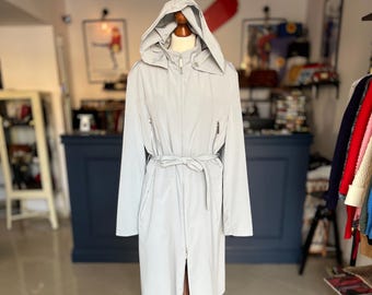 Mabrun Vintage Italian Gray Coat Women&#39;s XL XXL Detachable Hood