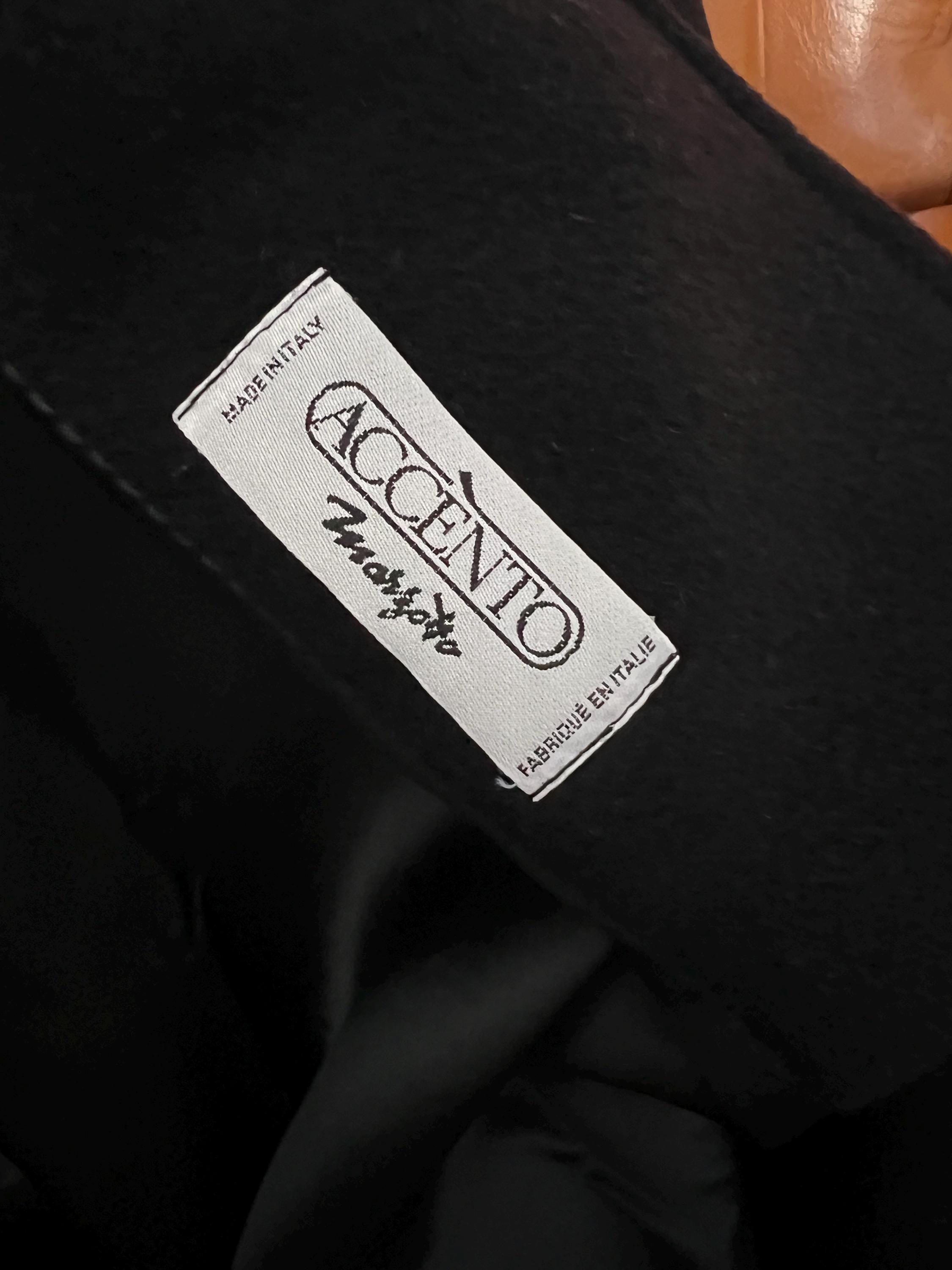 Black Mohair Coat Wool Accento Marzotto, Flared A-line, XL Vintage 