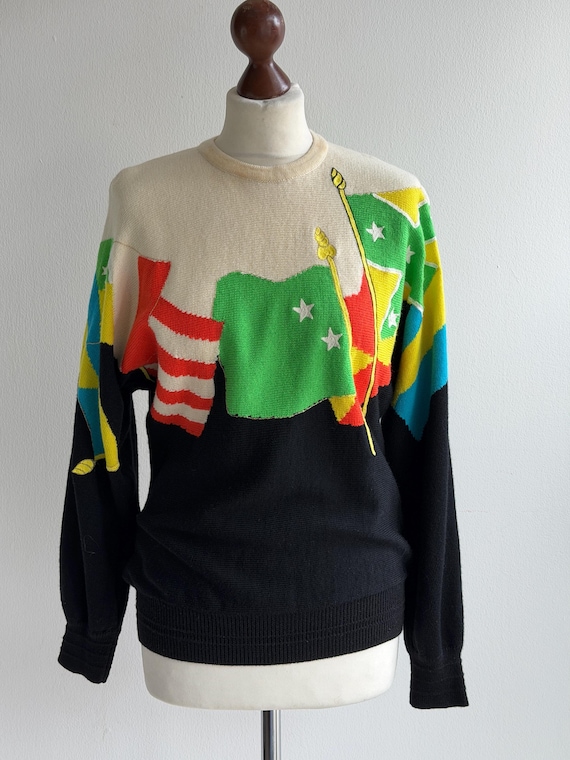 Versace, Gianni Versace Vintage Wool Pullover 1993 Miami Collection Women Sweater Made in Italy