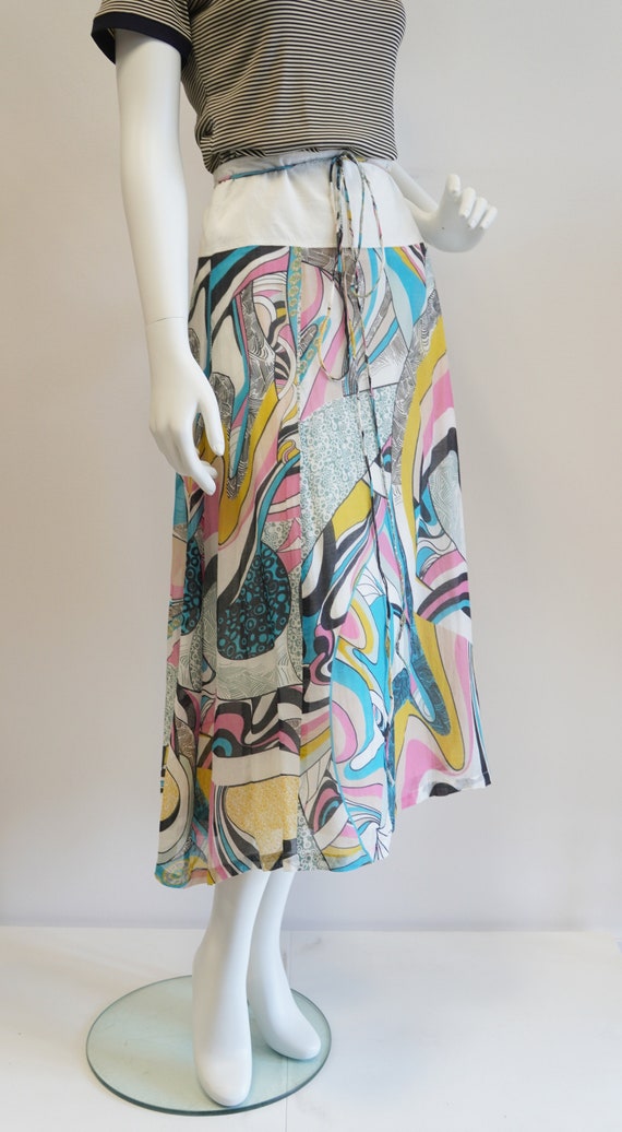 Dream, psychedelic pattern skirt, cotton silk ski… - image 8