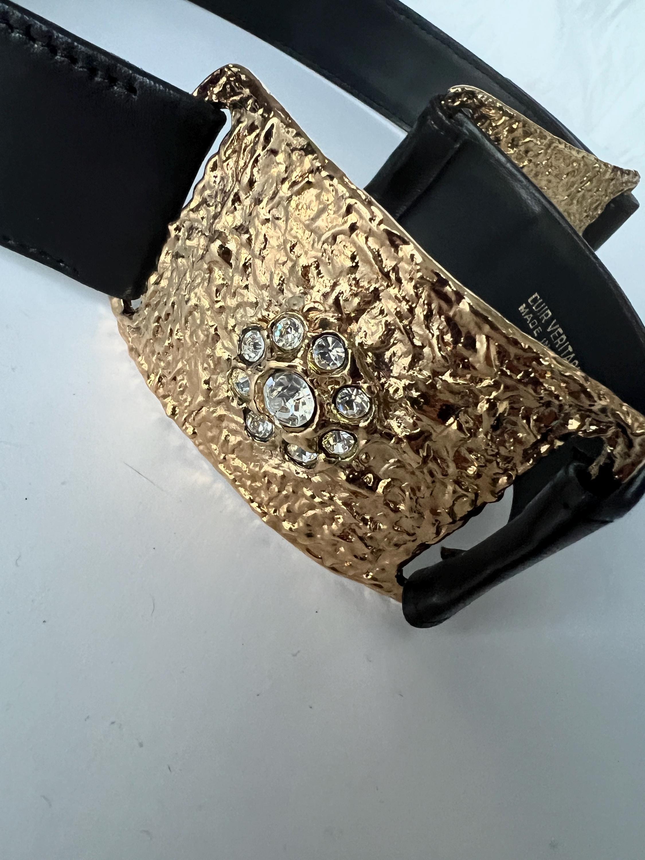 Christian Lacroix Black Belt with Gold Accent Christian Lacroix - Vintage black leather belt with gold  main image 2