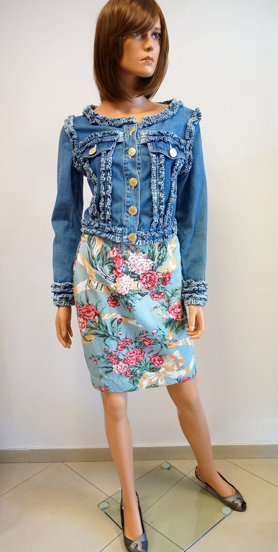 Moschino jeans, jacket denim frills,Moschino blaze