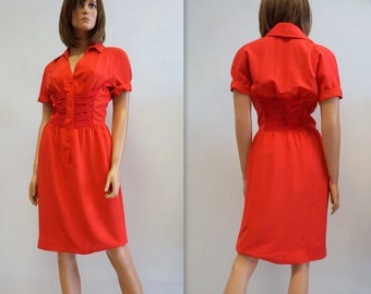 Thierry Mugler dress, red corset dress, Mugler Paris red sexy dress, laced dress, Mugler laced dress vintage, medium size