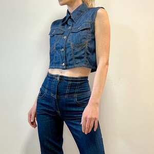 Jean Paul Gaultier denim vest, vintage JPG jeans vest blouse crop top Gaultier, medium large size image 8