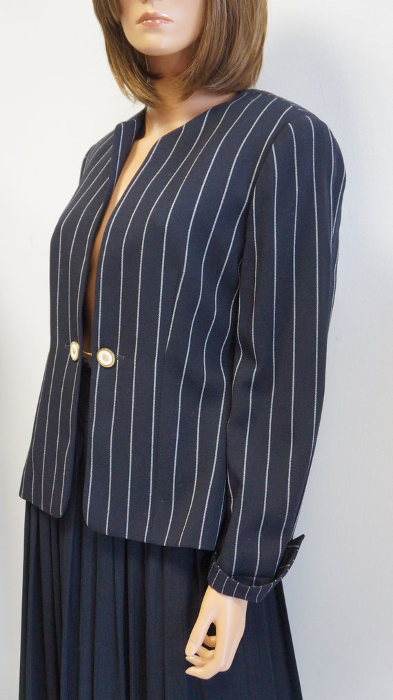 Louis Feraud wool jacket blazer, striped wool bla… - image 6