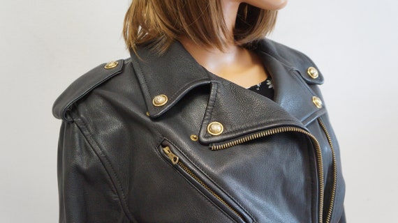 Moschino Cheap Chic Leather Jacket, Black Subtitles Jacket