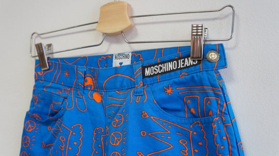 Moschino jeans trousers, vintage blue neon orange… - image 3