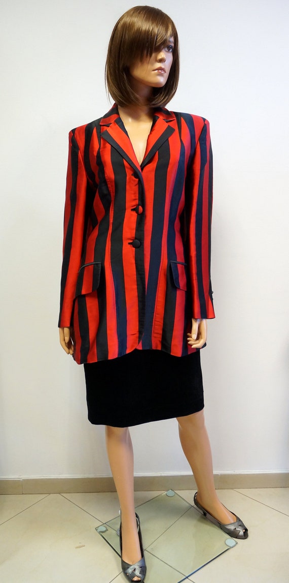 Moschino striped jacket, cheap chic black red larg