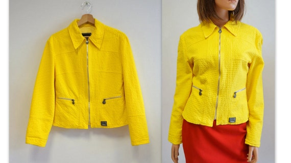 schot Kruis aan Mijnwerker Vintage Versace denim geel jasje Versace neon blazer jas - Etsy Nederland