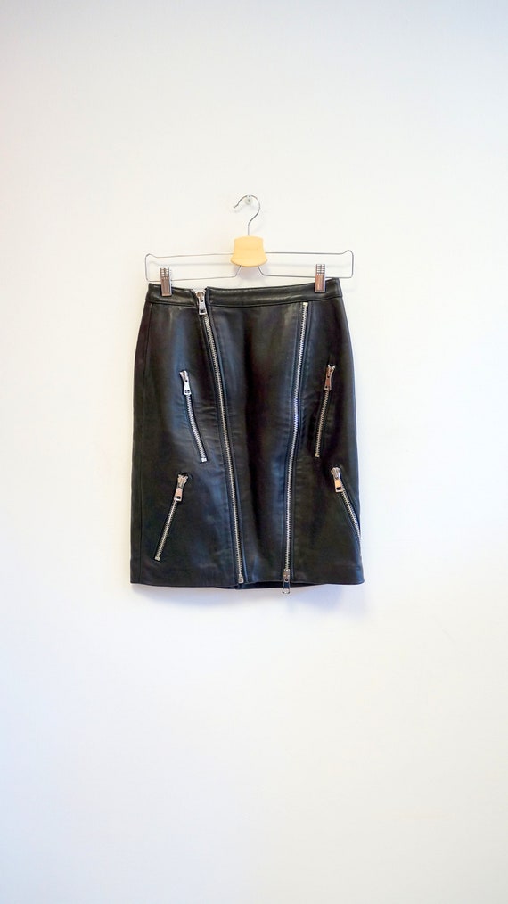 YSL skirt, Yves Saint Laurent zipper skirt, leathe