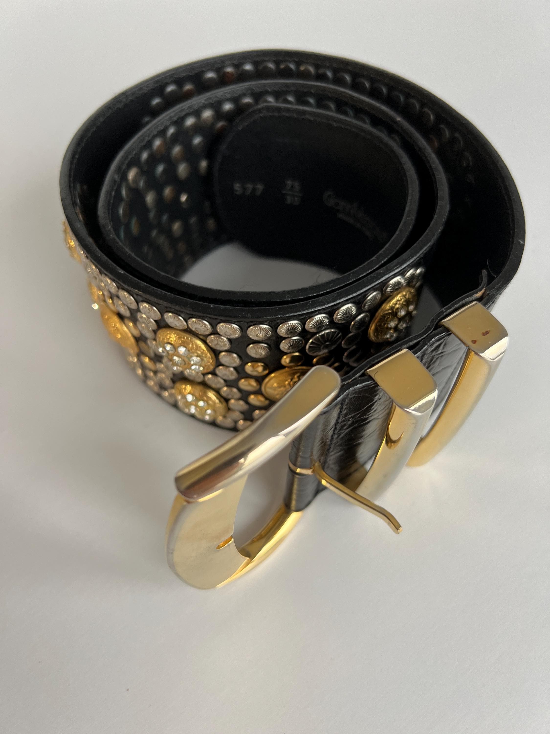 貴重　GIANNI VERSACE ヴィンテージ パール メデューサ ベルト Rare Vintage Gianni Versace Medusa Wide Belt – 80s/90s