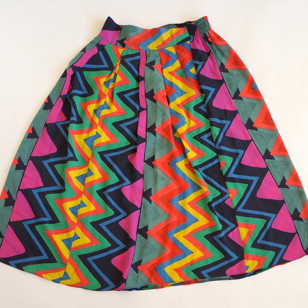Vintage retro skirt rainbow geometric multicolor skirt vintage