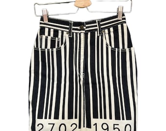 Moschino Barcode Skirt – 90s Vintage Cotton Mini Skirt XS