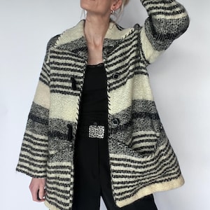 Vintage Italian Wool Blend Jacket, Classic 60s 70s Style, large size