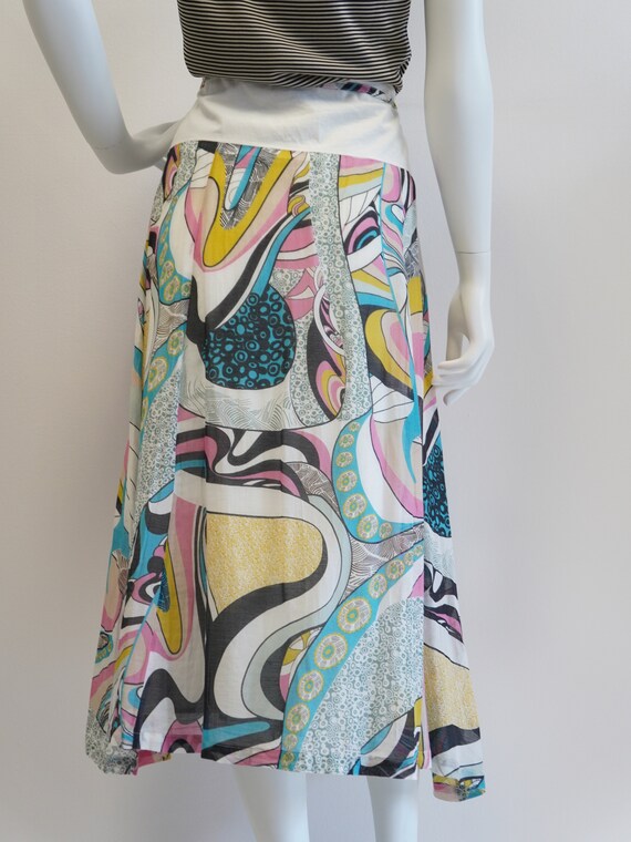 Dream, psychedelic pattern skirt, cotton silk ski… - image 10