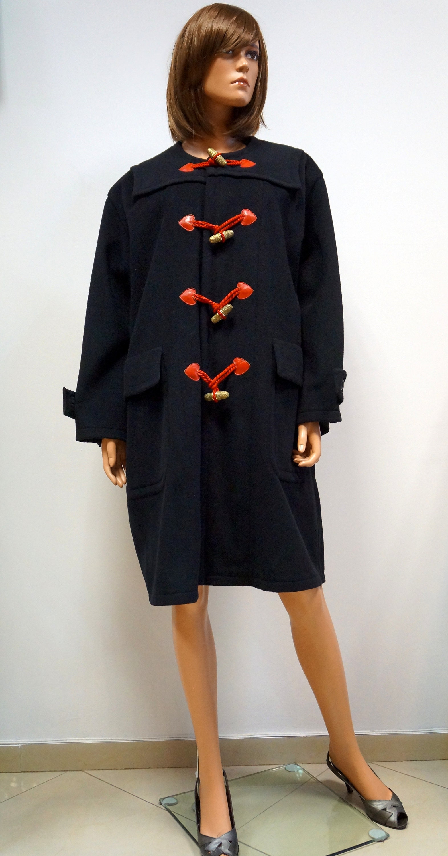 ジャケット・アウター MOSCHINO Wool duffle coat Moschino Cheap & Chic Wool Coat – Vintage Hearts Duffle Jacket