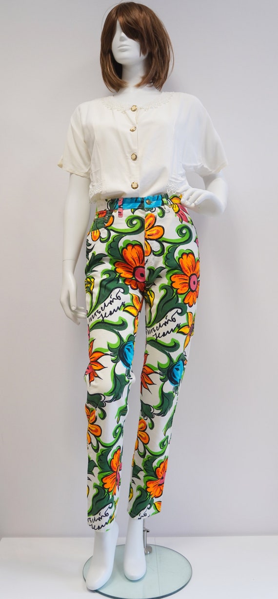 【送料&関税込】Moschino Geometric Printed High Waist Pants 1990s-2000s MOSCHINO Star Print Low Waist Jeans Small