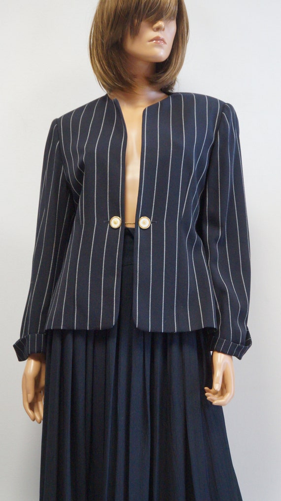 Louis Feraud wool jacket blazer, striped wool bla… - image 10