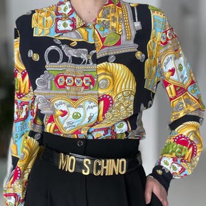 Vintage Moschino Jeans Casino print shirt – 90s rare collectible, colorful viscose shirt