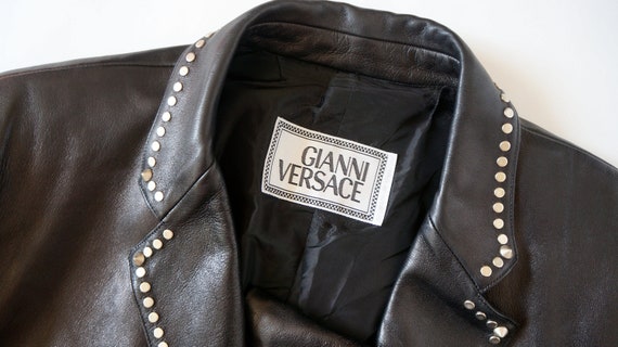 versace brown leather jacket