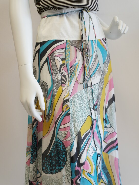 Dream, psychedelic pattern skirt, cotton silk ski… - image 9