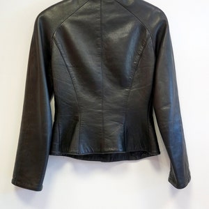 Thierry Mugler chaqueta de cordero de cuero blazer, chaqueta de mugler de cuero negro, tamaño pequeño mediano imagen 6