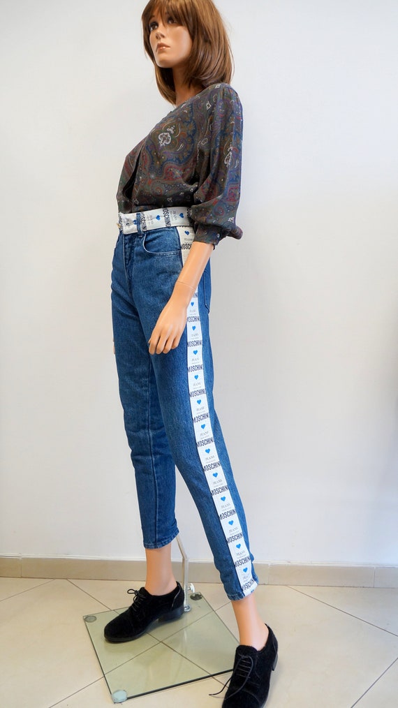 Moschino jeans trousers, Moschino stripes subtitle