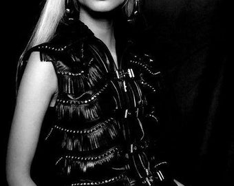 Vintage Versace Leather Fringe Vest: 90s Runway Gold Studs