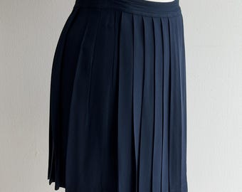 Versace Pleated Mini Skirt Navy Blue Medusa vintage Gianni Versace Button Made in Italy