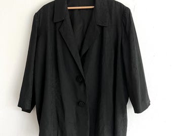 Vintage Italian Baroque Black Blazer XXL XXXL plus size, floral motiv, gothic victorian style