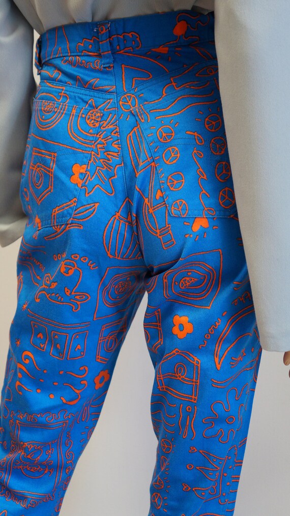 Moschino jeans trousers, vintage blue neon orange… - image 10