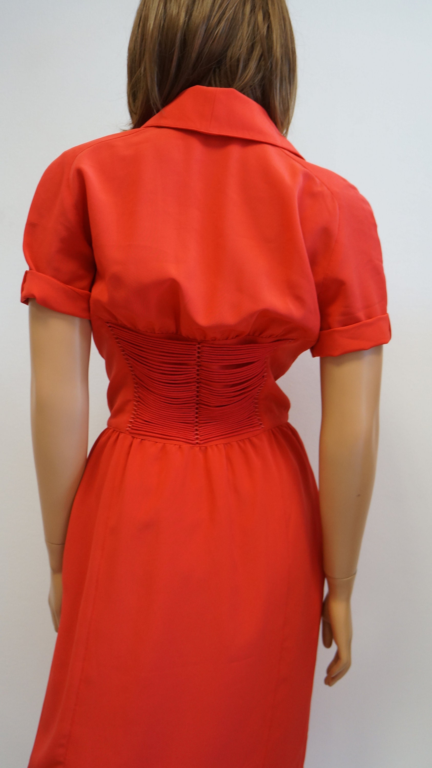 Vintage Thierry Mugler Red Corset Dress - Made in France - Medium
