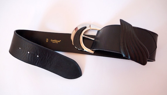 vintage Versace belt leather belt silver metal bu
